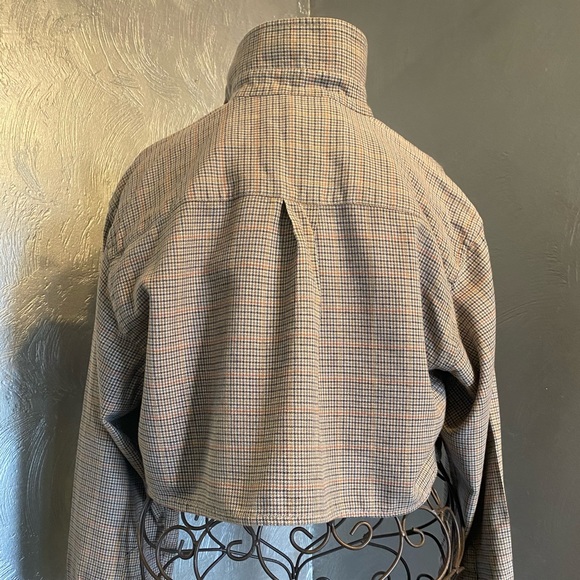Cropped Flannel Shirt / Tan / sz. M - Picture 2 of 4